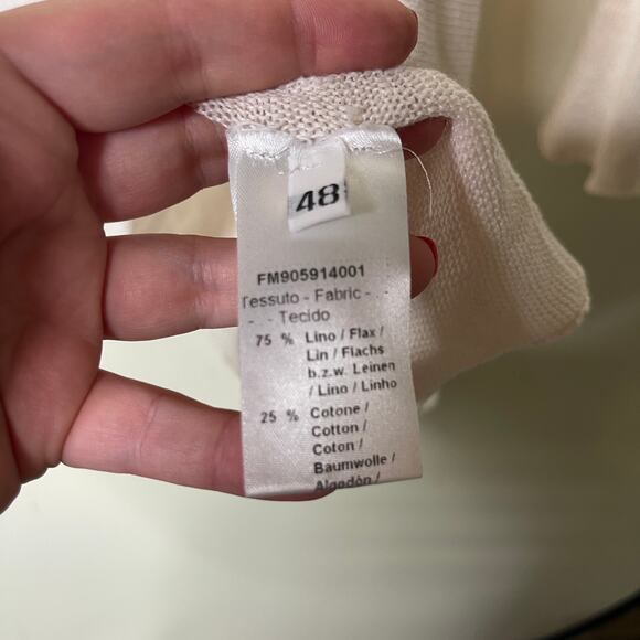 Daniele Alessandrini cream linen blend crewneck relaxed knitted top sz 48 US M - Picture 6 of 9